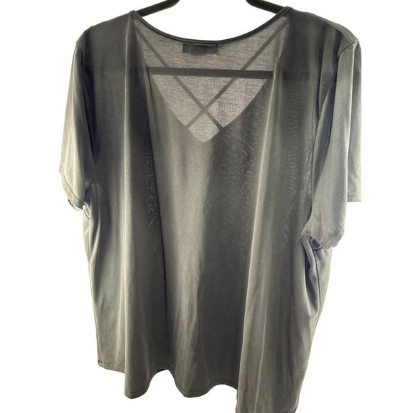 Moa Moa womens green v-neck plus size 3x short sleeve shirt - Picture 2 of 5